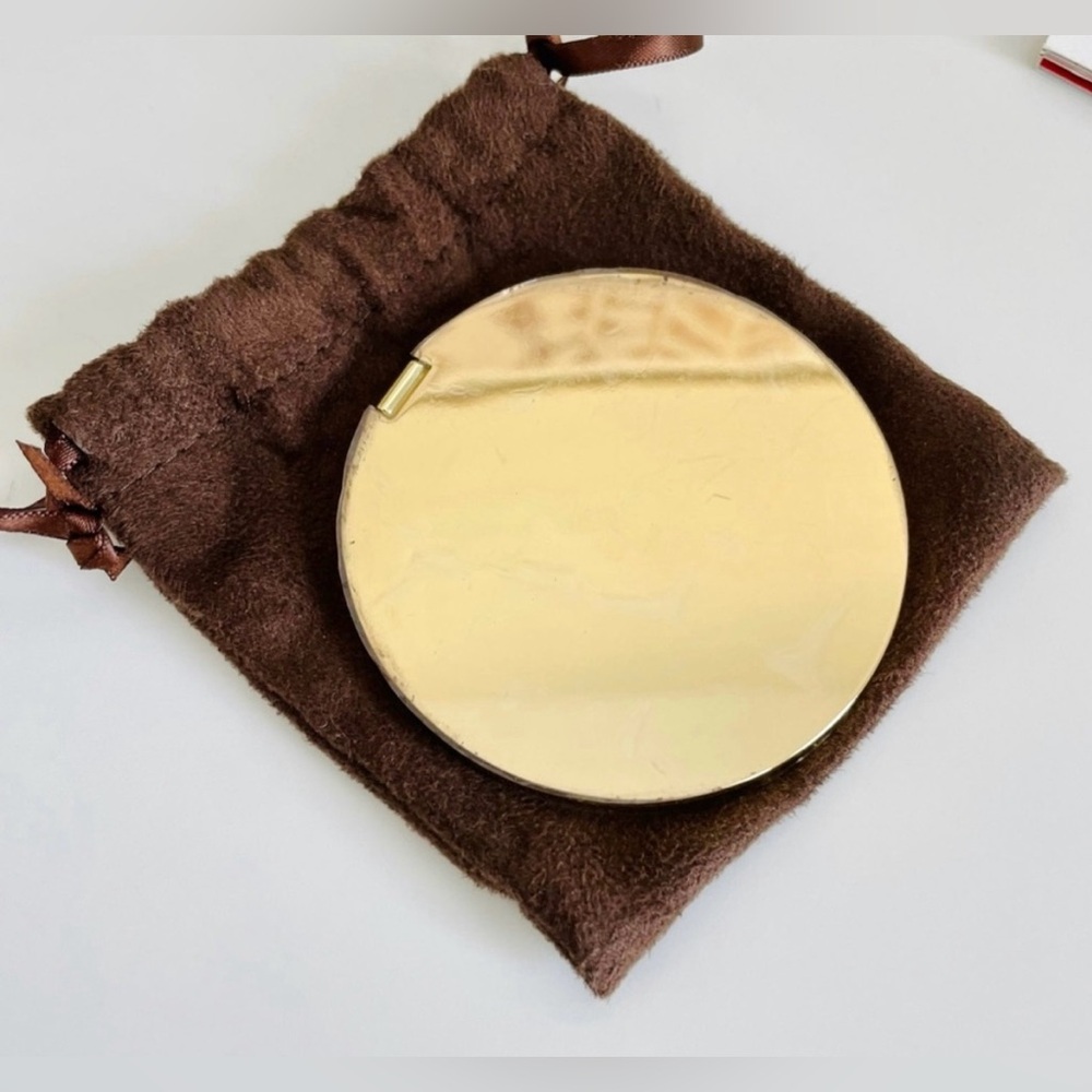 Tom Ford - Brown & Gold Dual-Sided Round Compact Mirror | W/Dustbag | New - Picture 4 of 8